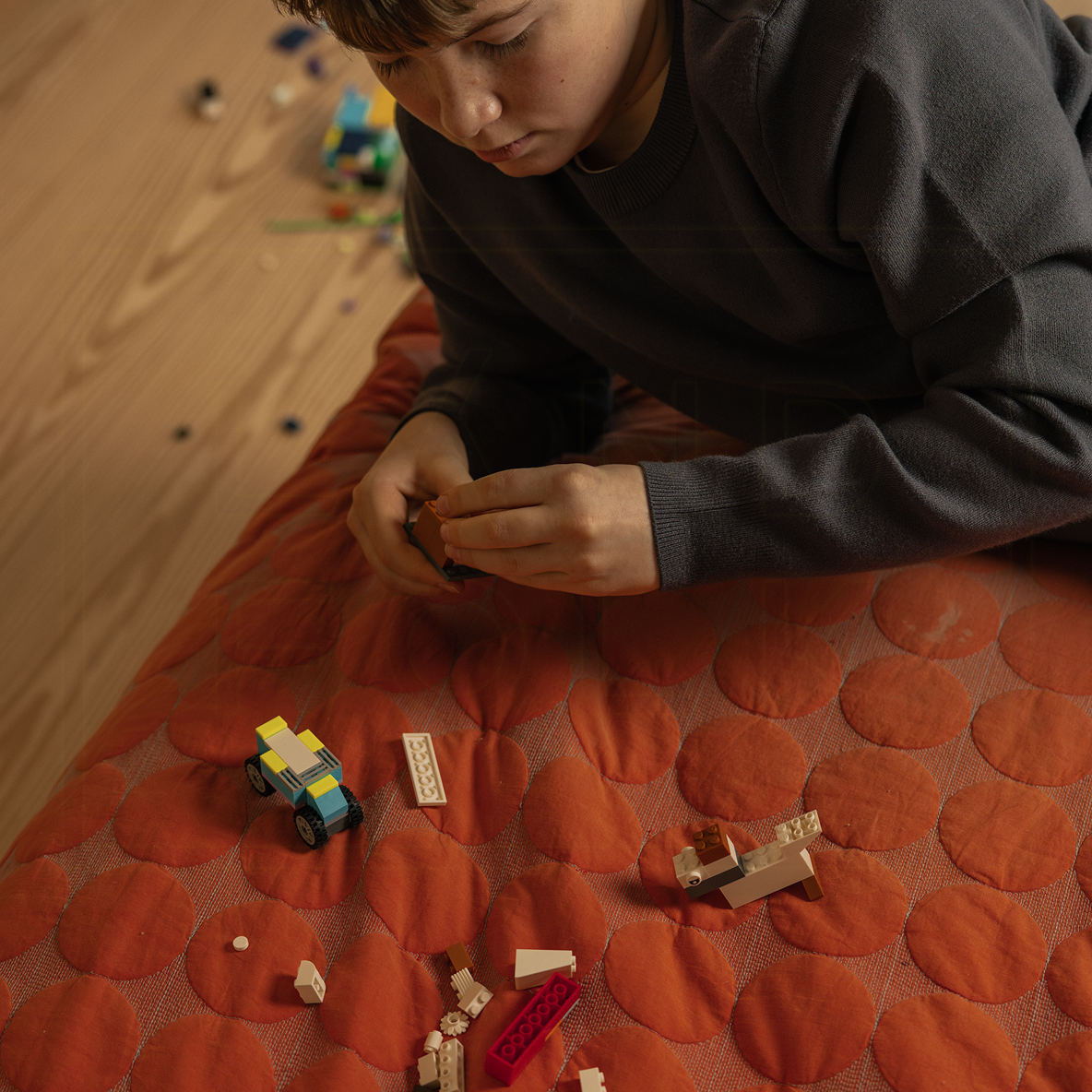 LEGO build on carpet