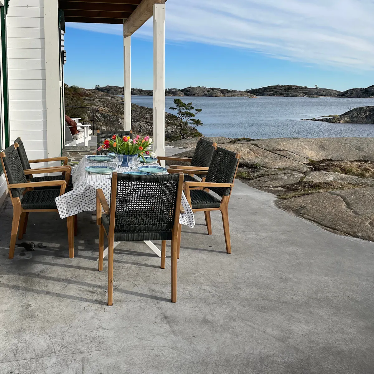 Moderne strandhus på den bilfri Vestre Sandøya