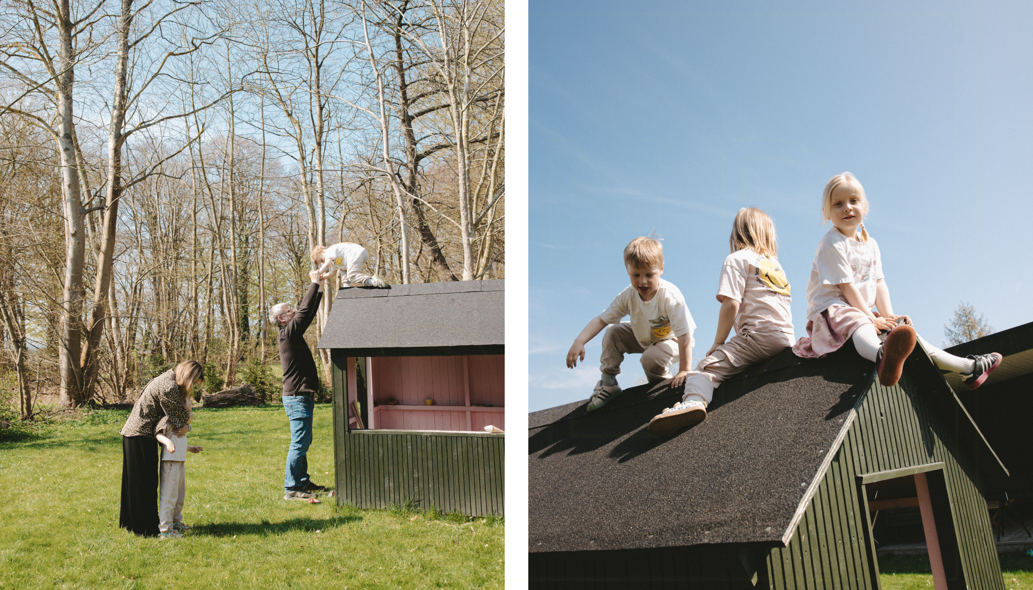La famiglia che gioca all’aperto
