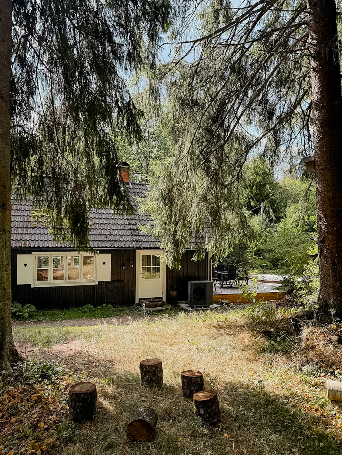 En gammal vattenkvarn vid en bäck och en vacker skog