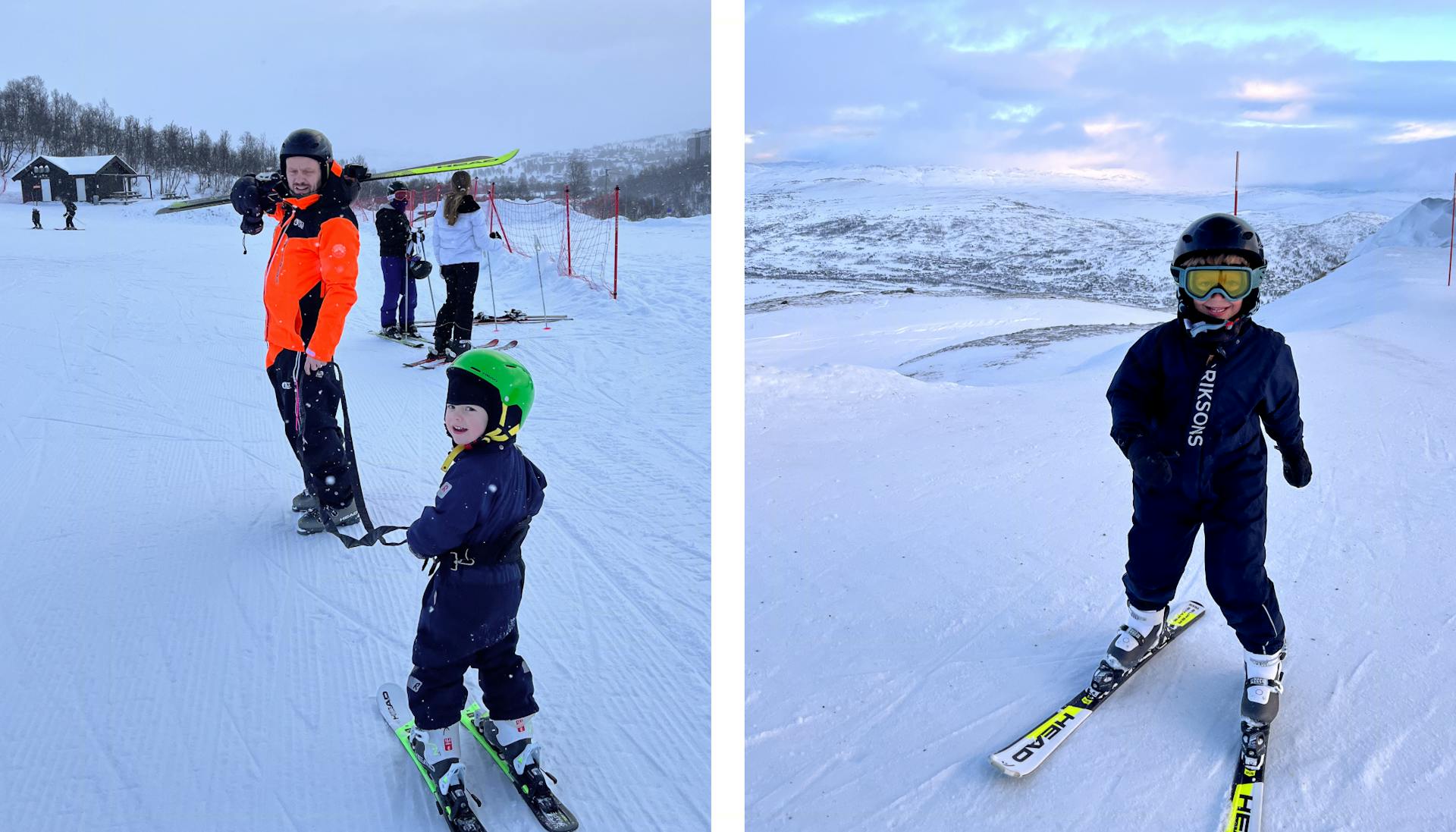 Barnen på skidor